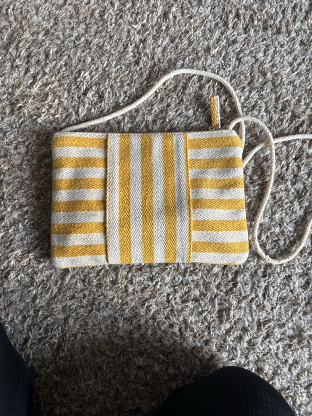 GAP Yellow & Cream Striped Woven Crossbody Bag